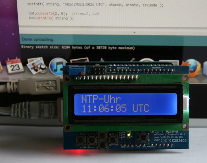 Arduino utc uhr mit anbindung an ntp zeitserver